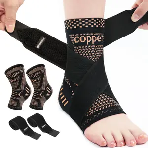 Ankle Brace for Women & Men, Ankle Compression Sleeve Support Copper Infused Ankle Brace for Sprained Ankle, Plantar Fasciitis Sports, Achilles Tendonitis Pain Relief, Copper Black,,summervibes