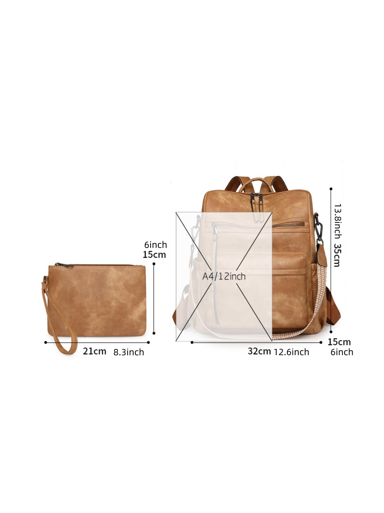 Two-Piece Backpack, Large Capacity Commuter Laptop Bag, Durable PU Material, Multi-Compartment Design, Ideal for Work, Travel, Shopping