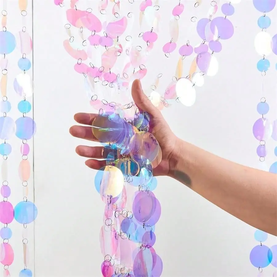 Transparent Shimmering Sequin Curtain Panels, PVC Sparkling Sheer Window Drapes, Glitter Finish, Party Backdrops, Easy Setup