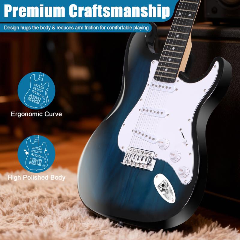 ZENY 39-inch Full Size Electric Guitar for Beginner W/Amp & Accessories Pack, Right-Handed Blue ZENY 39-inch Full Size Electric Guitar for Beginner W/Amp & Accessories Pack, Right-Handed Blue