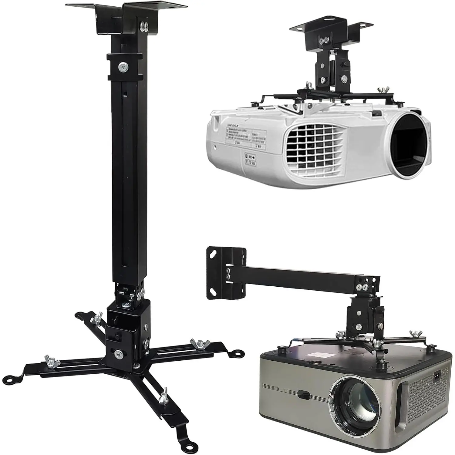Projector Mount,Ceiling Wall Mount,  Projector Mount with 25.5-inch Expansion Arm, Height Adjustable,Suitable for  and Office Projectors(Black)