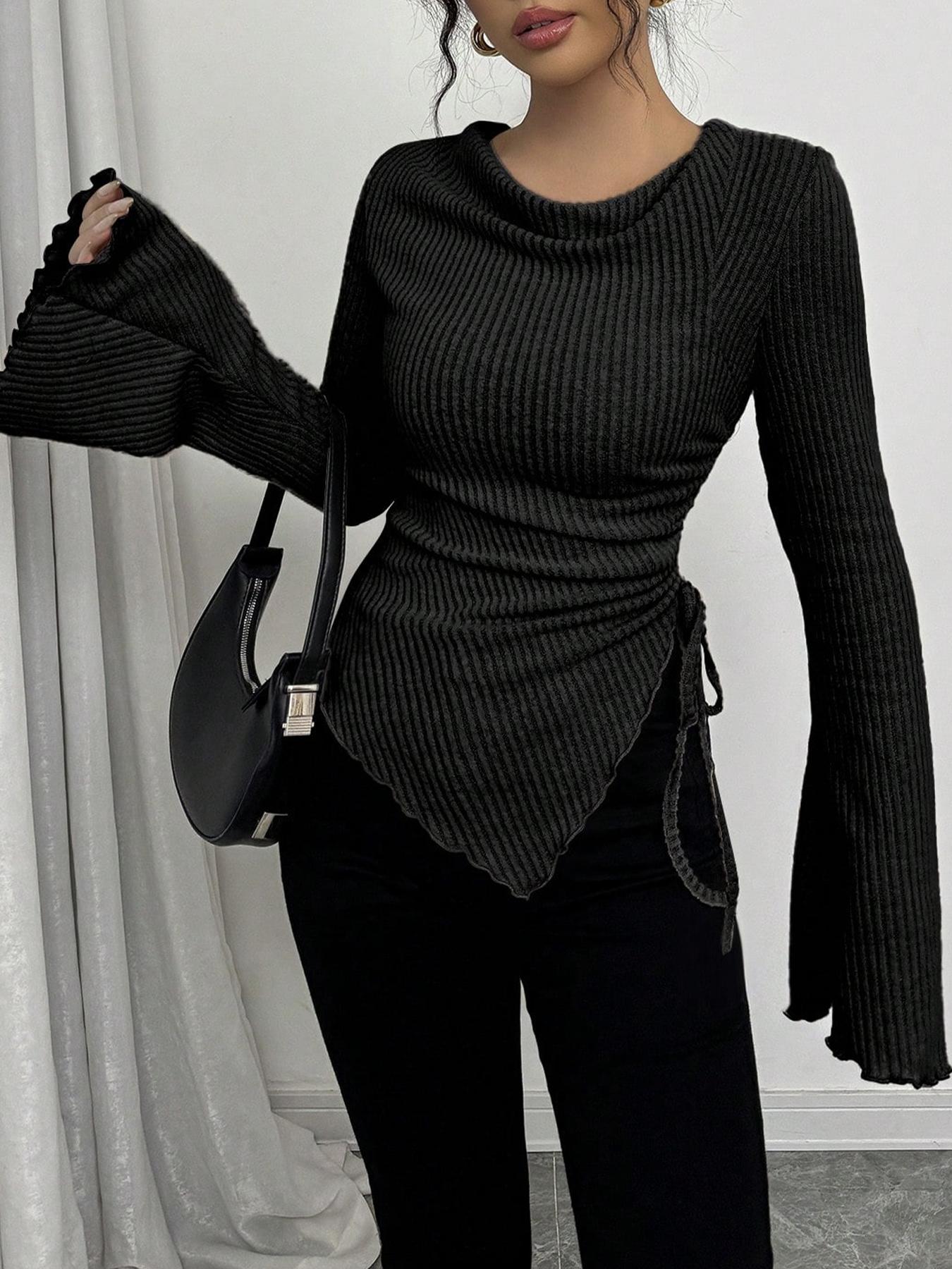 Women's Simple T-Shirt for Fall & Winter, Slim-Fitting Casual Top, Comfortable and Fashionable Everyday Wear