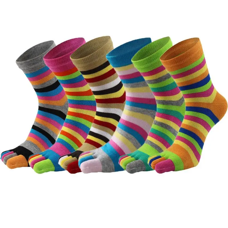 Women's 6-Pack Cotton Wicking 5-Finger Toe Socks, Comfortable Athletic Underwear Socks for Women