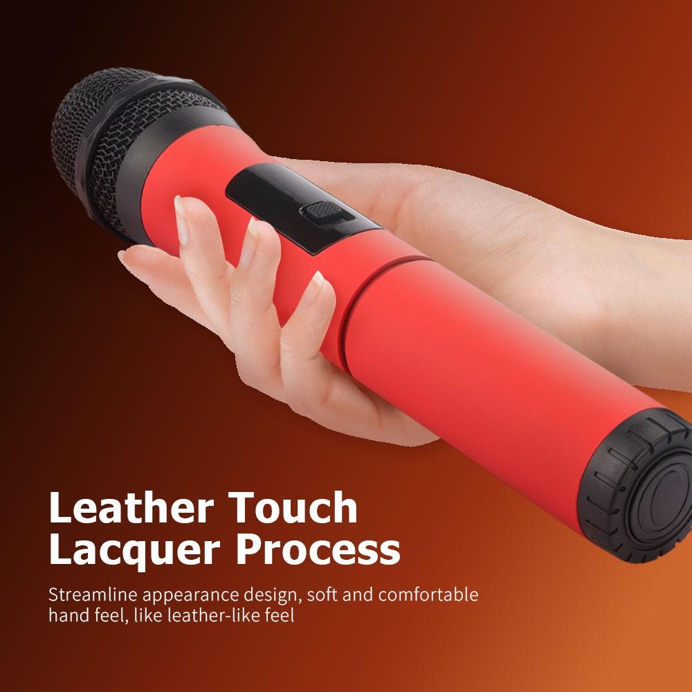 LMBGM  Dynamic Wireless Microphone, Leather-Touch Grip & Anti-Howling Clear Sound, Plug & Play 30m Stable Transmission, With LCD Display Mic & 6.35mm Receiver, Perfect for Home KTV, PA Speakers, DJ Mixers, Parties & Events.