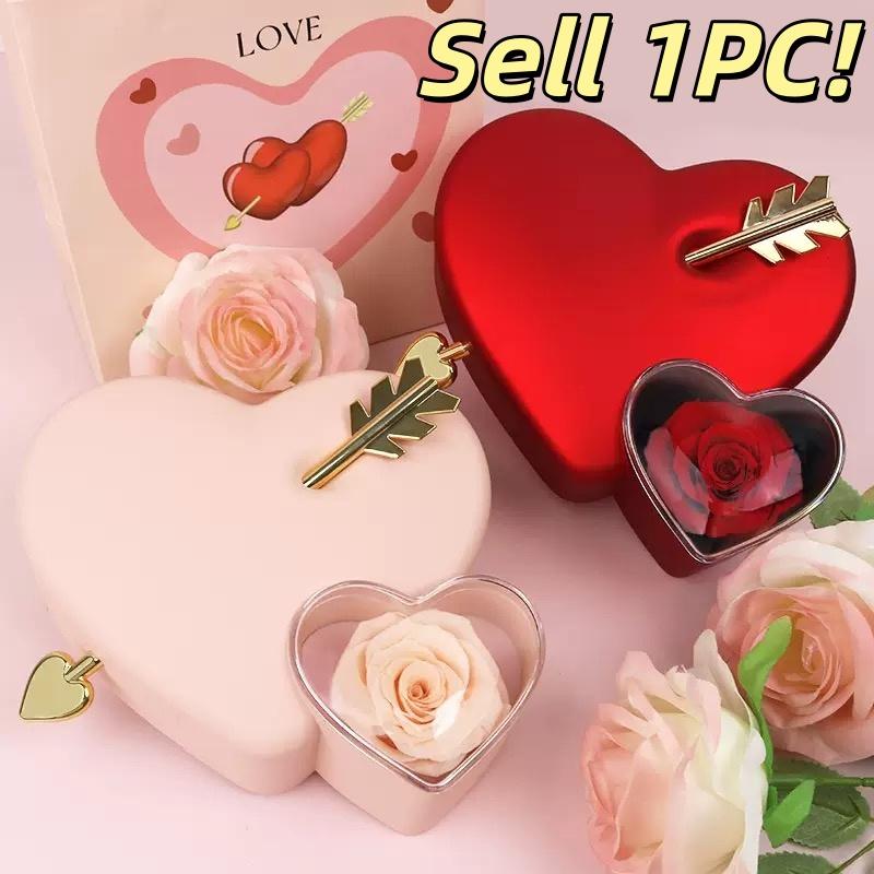 1PC Heart-Shaped Preserved Rose Jewelry Gift Box, Forever Rose with Jewelry Organizer, Perfect for Proposal, Wedding Favor, Bridal Gift, Mother’s Day Surprise, Back to School Gift for Girlfriend, Romantic Valentine’s Day Christmas Present