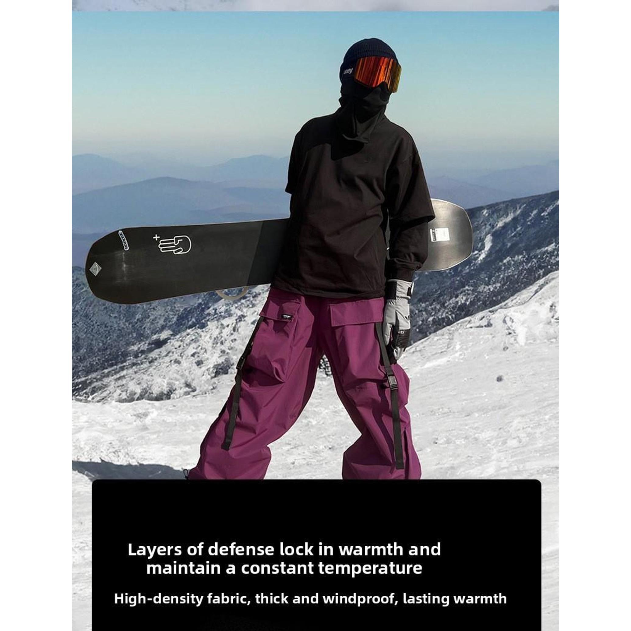 American Heavy Industry Snow Wear Pants Outdoor Couple Wear Sports Charge Hooded Ski Suit Violet