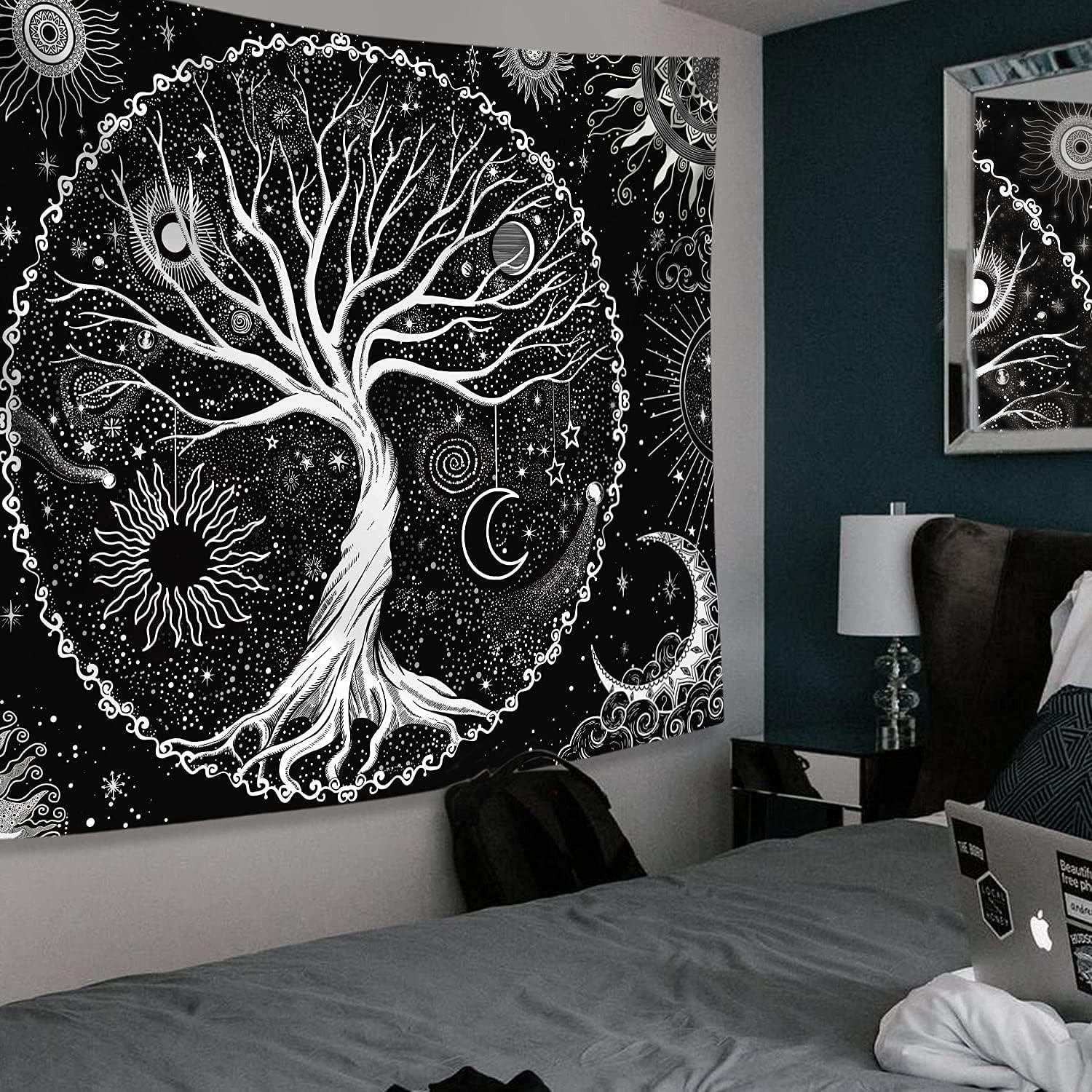 1Pc tree of life tapestry black and white tapestry bedroom spiritual aesthetics tree tapestry aesthetics tapestry aesthetics tapestry wall hanging bedroom black