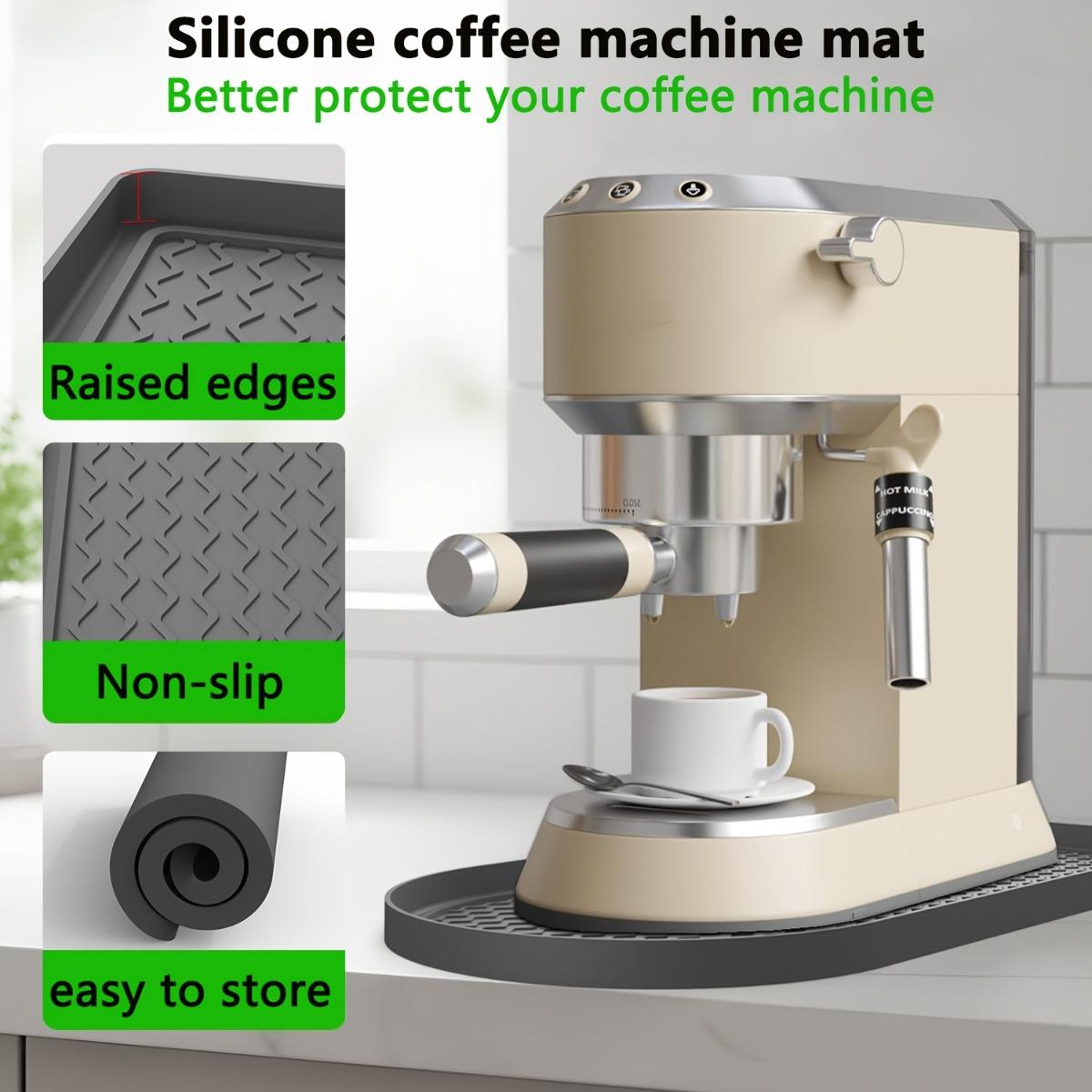 1PC Coffee Machine Countertop Silicone Mat, Non-Slip Kitchen Appliance Base Pad with Raised Edge to Contain Water and Coffee Spills, Durable Protective Mat for Coffee Maker, Juicer and Mixer