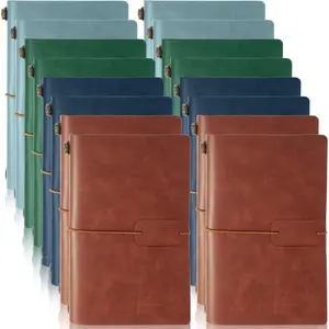 16 count  Travel Notebooks 4.72 x 7.87 Inch PU Leather Lined Journals Retro Refillable Travelers Writing Notebook with Pages Card Holder for Men Women 80 Sheets/ 160 Pages(Deep Color)