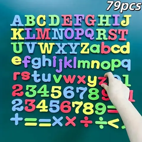 79pcs Alphabet & Number Refrigerator Magnets, Magnetic Item, Magnetic Letters & Numbers Stickers, Early Learning Toys, DIY Craft Supplies, Gift Idea