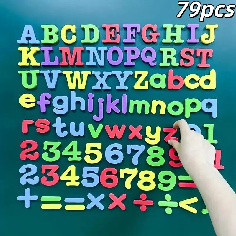 79pcs Alphabet & Number Refrigerator Magnets, Magnetic Item, Magnetic Letters & Numbers Stickers, Early Learning Toys, DIY Craft Supplies, Gift Idea
