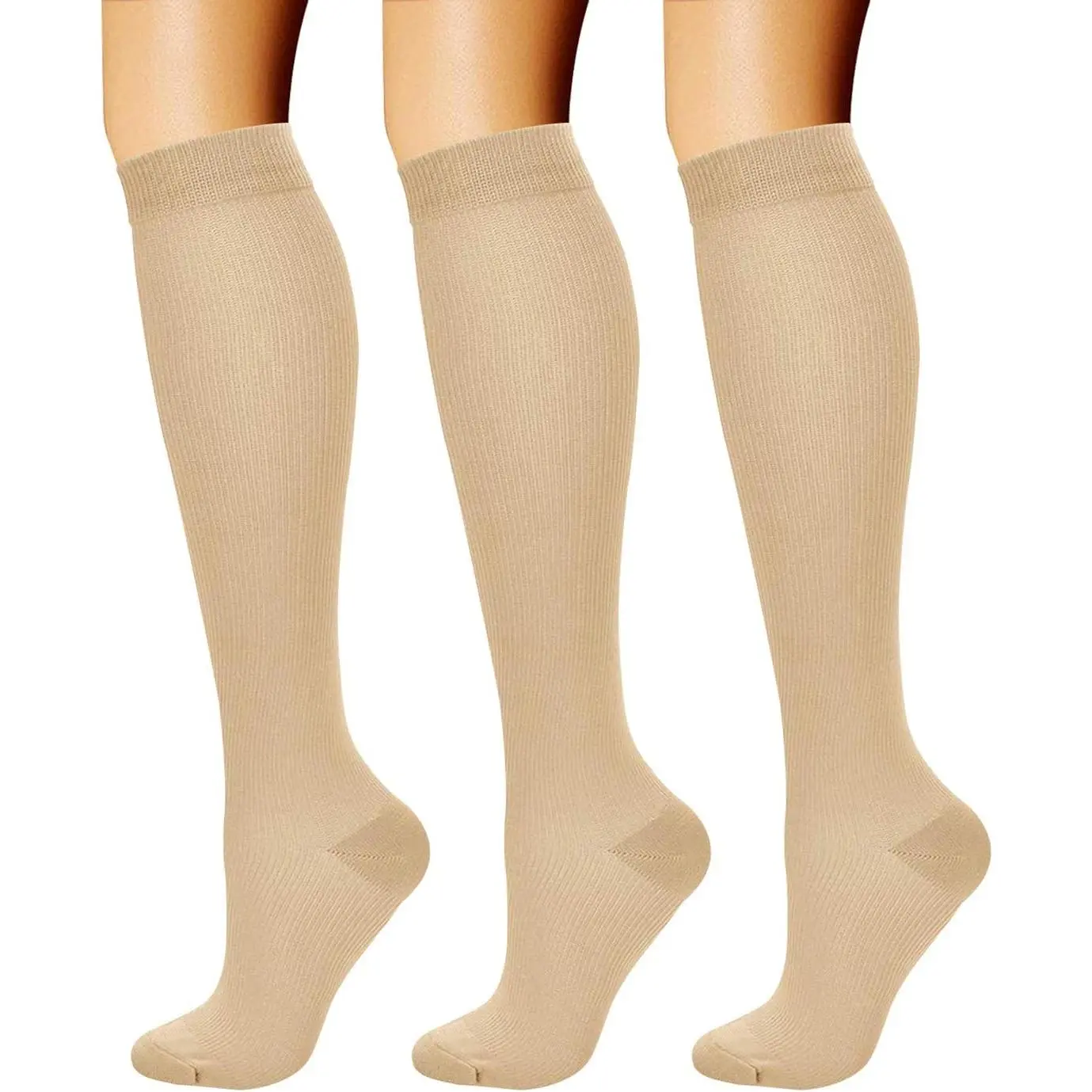 KING Compression Socks for Women & Men Circulation (3 Pairs) 15-20 mmHg is Best Support for Athletic Running Cycling, Travel Compression Socks, Mid-Crew Sports Socks