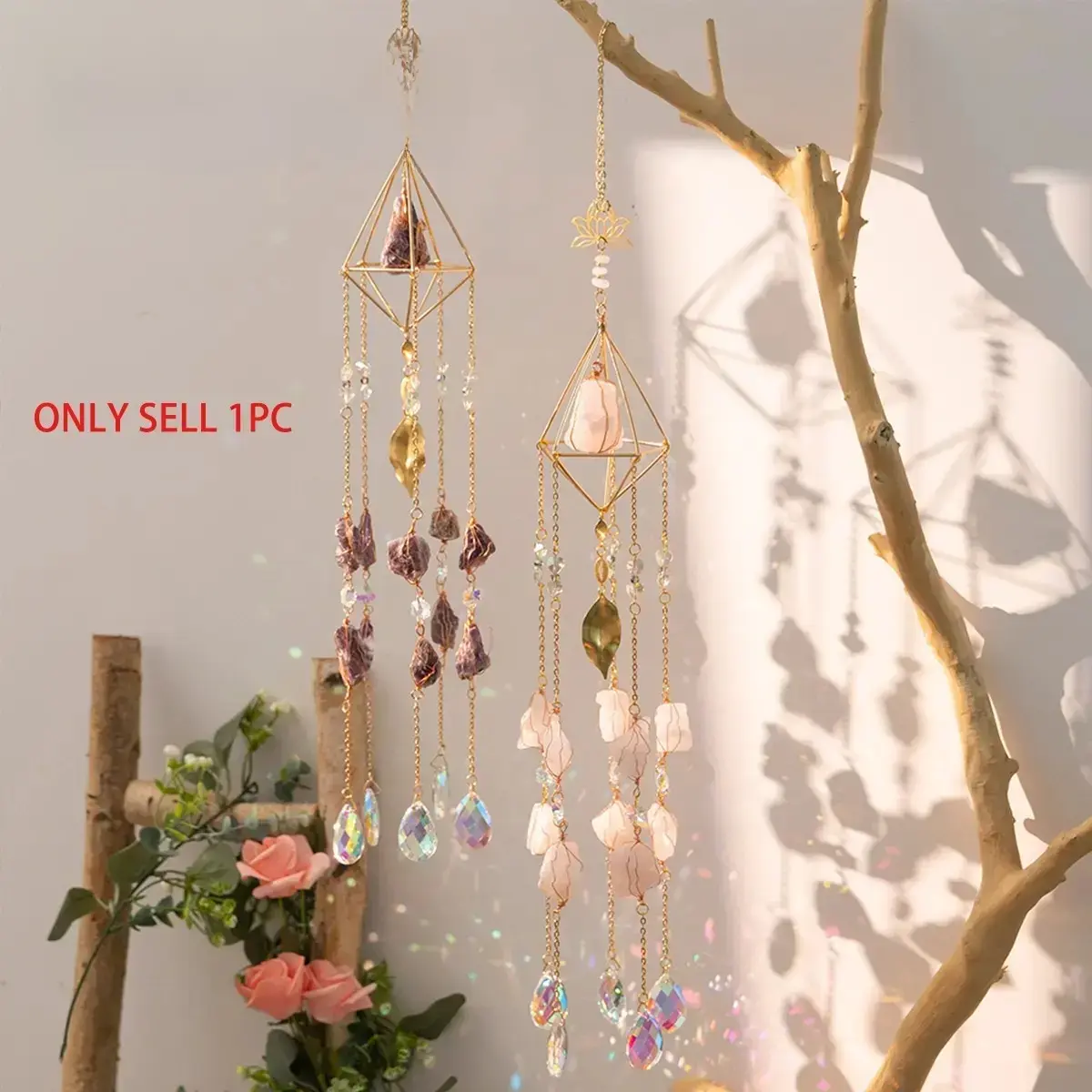 Crystal Light Catcher, Hanging Wind Chime Sun Catcher for Garden, Patio and Window, Rainbow Maker Outdoor and Indoor Artistic Home Decor Bohemian Style Hanging Decor Light Catcher Prism #GLOBAL PICKS