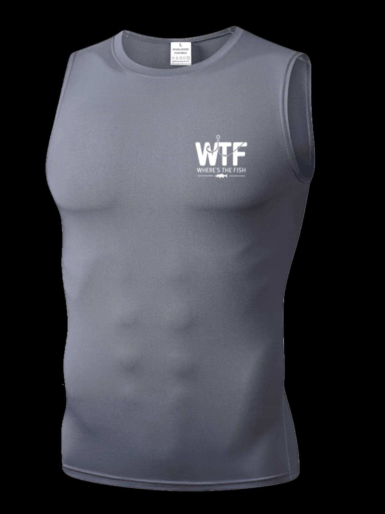 Men's Short Sleeve Sporty Slim-Fit Tee, Quick-Dry Breathable Fabric, Wtf Pattern, Ideal for Gym, Running, Boxing, Outdoor Activities