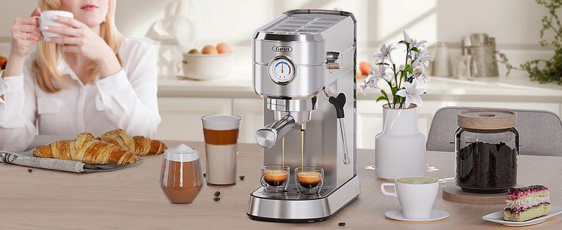 【Springtok】Gevi 20-Bar Espresso Coffee Machine – Professional Semi-Automatic Coffee Maker with Milk Frother Steam Wand
