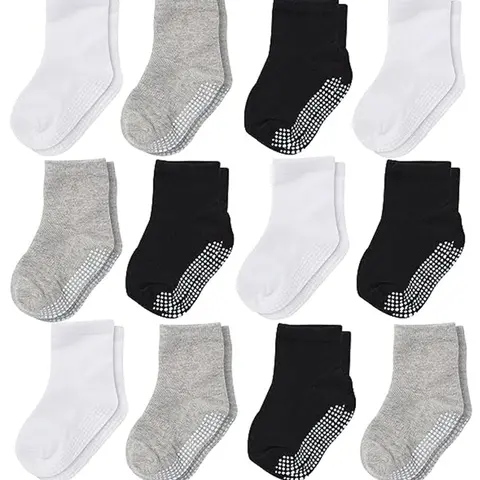 【Black Friday】12-Pair Cozy Non-Slip Crew Socks for Boys, Breathable Thermal Grip Socks for Casual Autumn and Winter Wear
