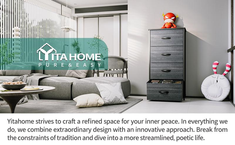 Yitahome Fabric Dresser with 4 Drawers - Storage Tower with Large Capacity, Organizer Unit for Bedroom, Living Room & Closets - Sturdy Steel Frame, Wooden Top & Easy Pull Fabric Bins
