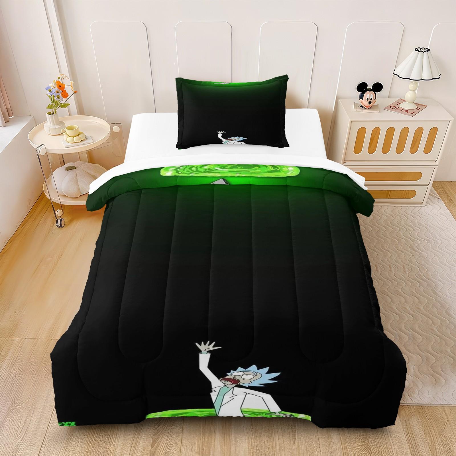 Rick and Morty Soft Bedding Sets, Soft Comfortable Durable, Includes 1 Blanket and 1 or 2 Pillowcases Without Pillows, Kids and Teens Bedroom Gift