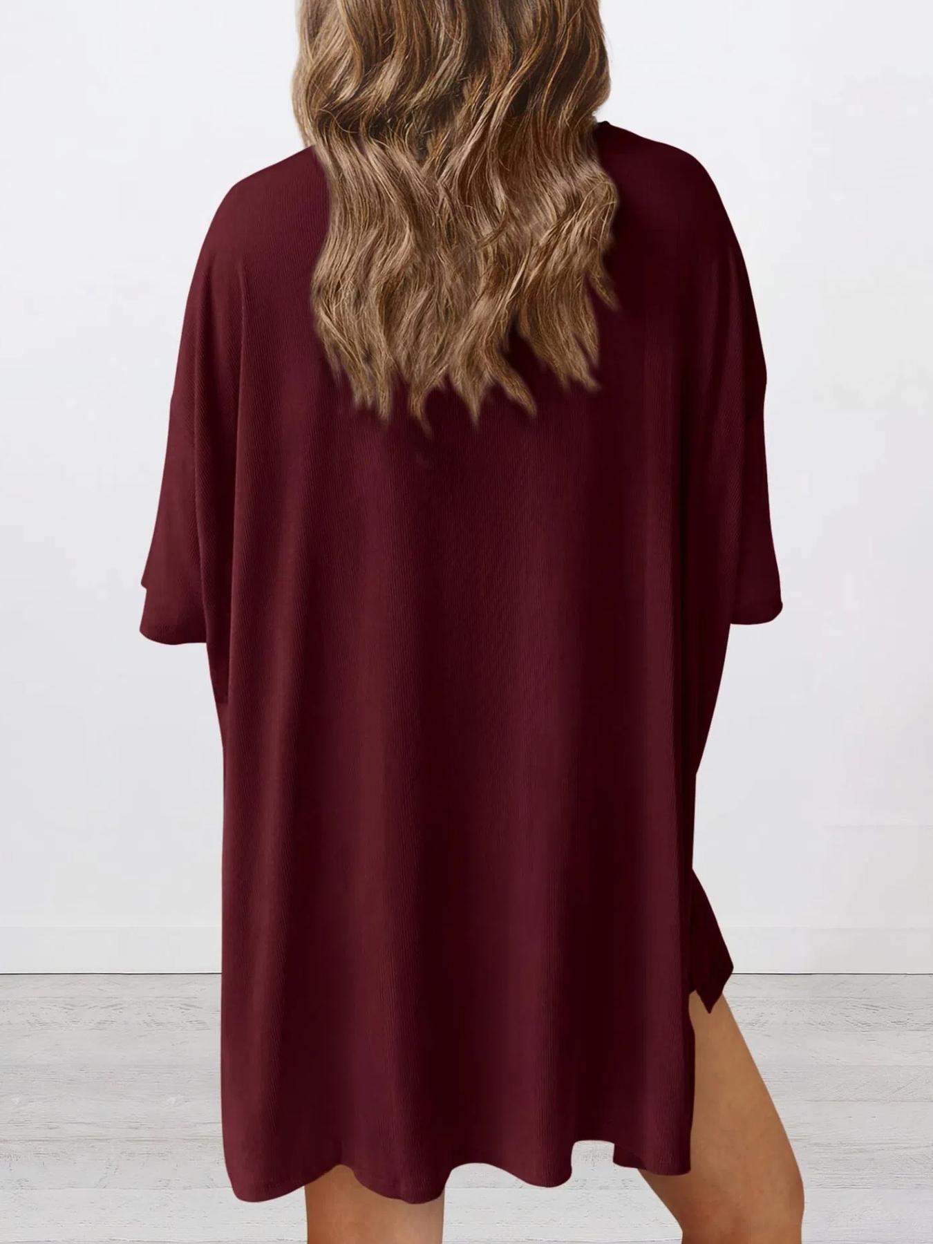 Women's solid color T-shirt and fitted shorts loungewear set, summer casual comfortable round-neck pajamas with pockets, loose fit, affordable women's sleepwear