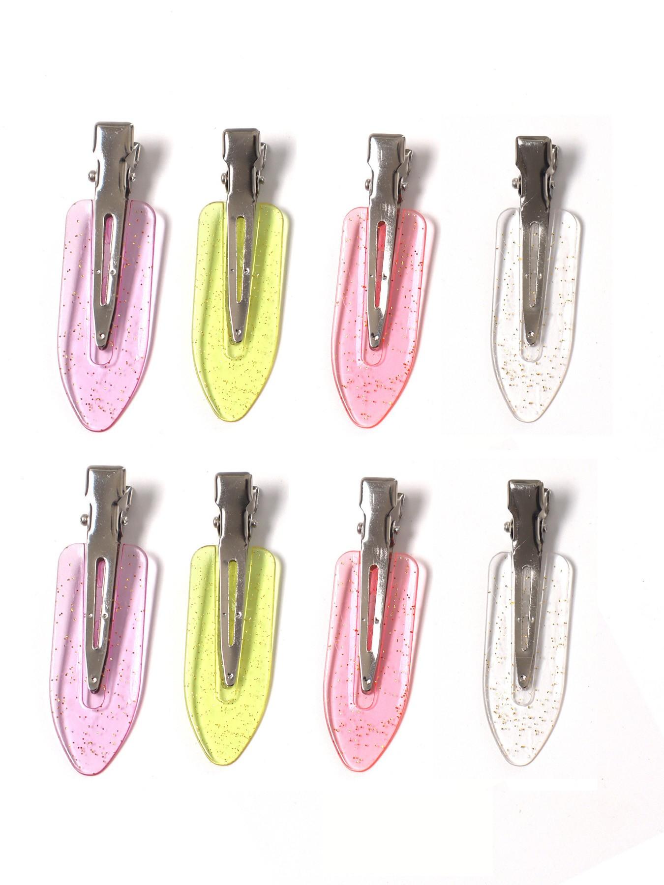 8pcs Cream Gel Candy Color Hair Clips, Transparent Dot DIY Handmade Straight Clip, No Trace Glitter Invisible Hair Clip, Student Fringe Clip, All Seasons Casual Style