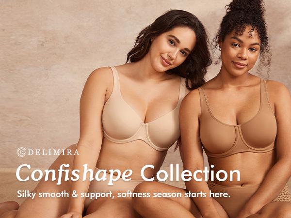 DELIMIRA Women's Confishape Balconette Bra Supportive Full Coverage Plus Size Bras Underwire Unlined Scoop Neck SpringStatements DELIMIRA Women's Confishape Balconette Bra Supportive Full Coverage Plus Size Bras Underwire Unlined Scoop Neck SpringStatements