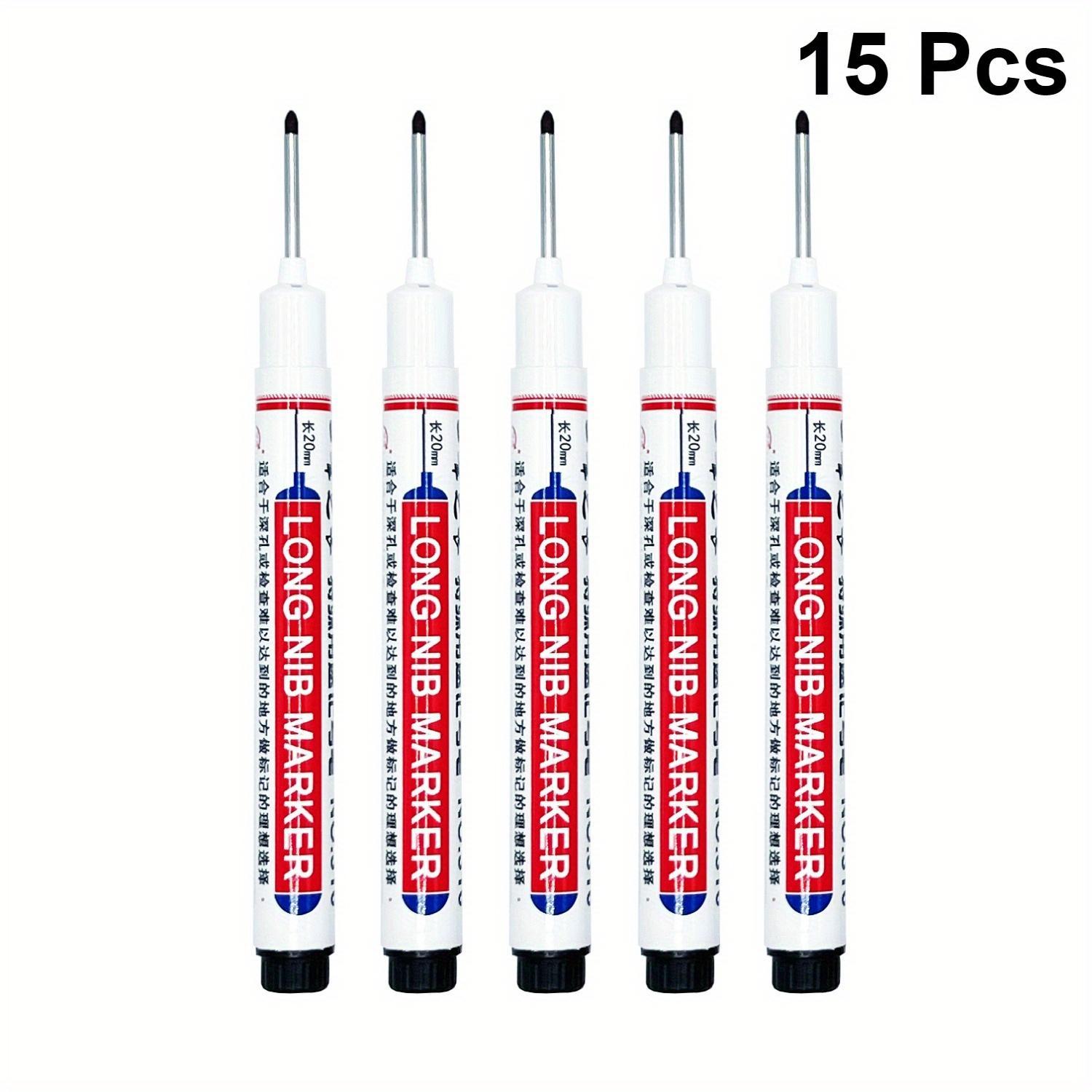 15pcs Long Nib Markers - Bulk Markers Oil-Based Carpenter'S Pens, Permanent Oil Marker for Deep Holes, Ideal for Ceramic, Wood, Plastic, Metal - Perfect for Bathroom Installation & Decor Fixing, Construction Tools | Long Nib Markers | Oil Based Ink