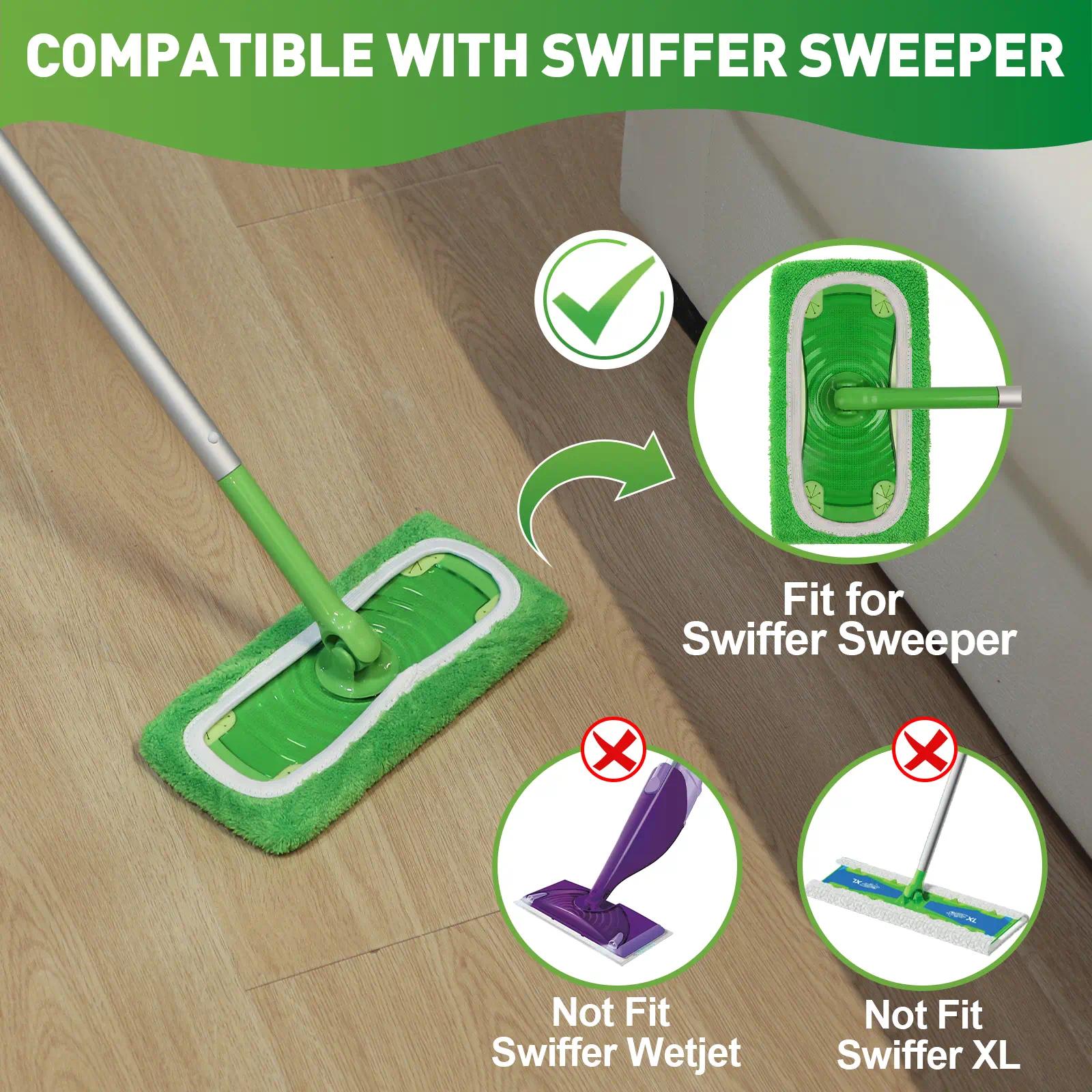 8Pcs Microfiber Mop Pads Compatible with Swiffer Sweeper Mop Wet and Dry Flat mop Cover Replacement Reusable Sweeping Mopping pad Refills for Hardwood