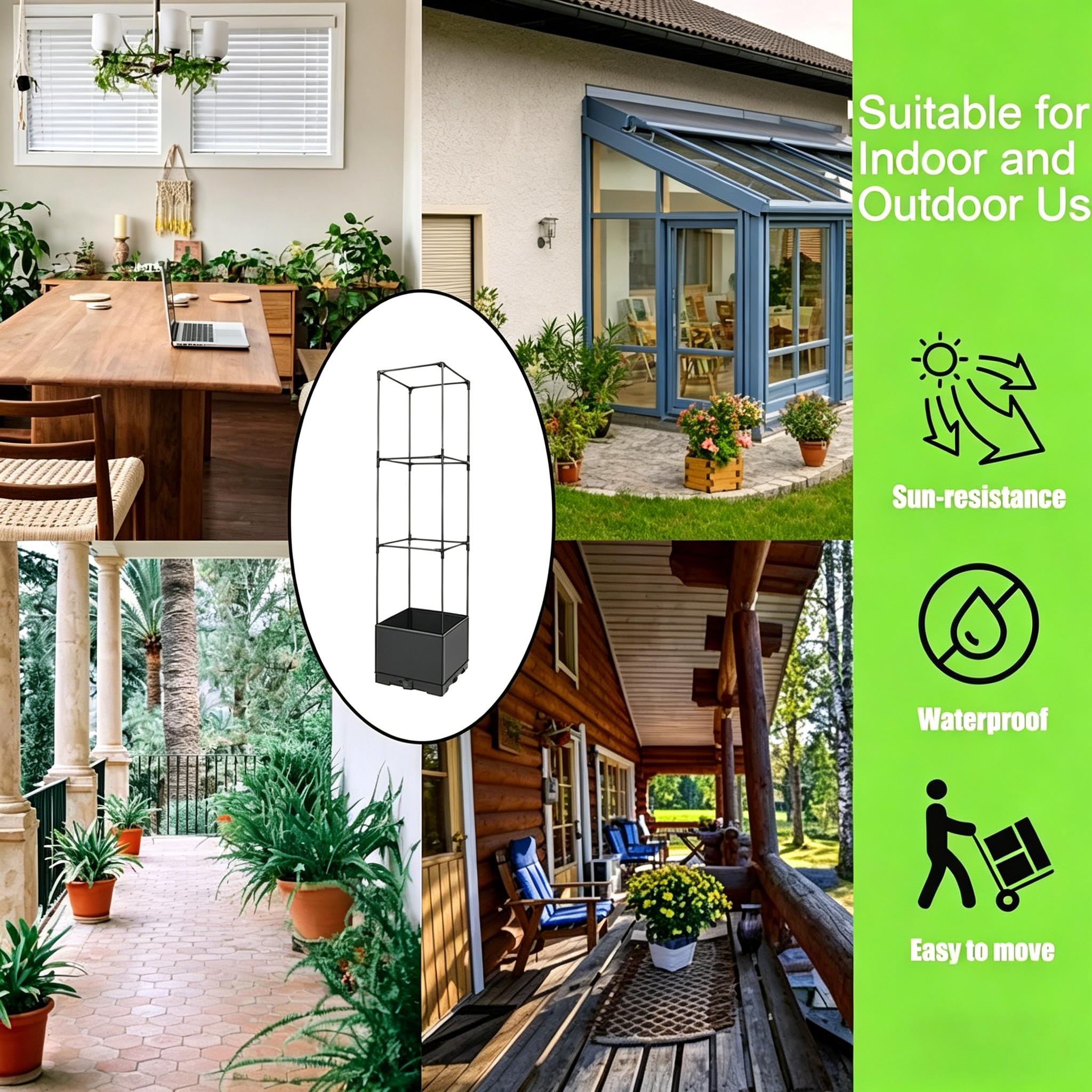 Elevated Garden Bed Planter Box, Self-Watering Tomato Planter, Indoor Climbing Vegetable Plant Pot, Outdoor Tomato Cage