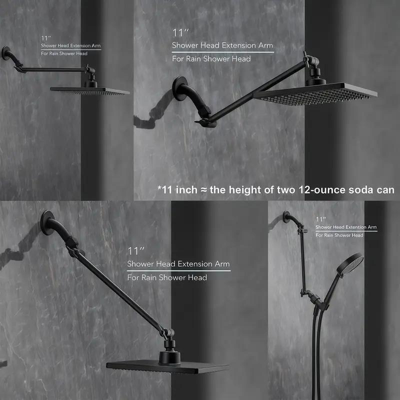Adjustable Shower Head Extension Arm, Height & Angle Adjustable Shower Arm Extender, Fixing and Holding Shower Head Holder