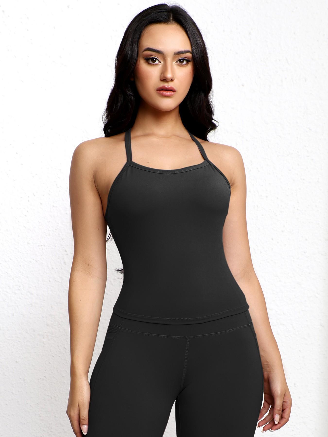 Women's Cross Backless Sports Bra, Yoga Top Comfortable Built in integrated bra, Ideal for Running & Gym Wear, All-Season Tank Top