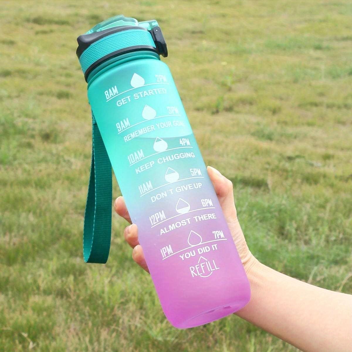 Leak-Proof Sporty Travel Water Bottle, Gradient Color Fitness Cup, Portable Hydration with Motivational Quotes, Ideal for Summer & Fall