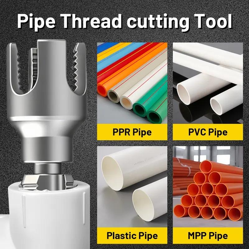 Professional Integrated Pipe Threading Tool Set, Internal & External Thread Maker for Ppr/PVC Pipes, Fits Multiple 1/2", 3/4", 1" Pipes, Works with Electric Drills