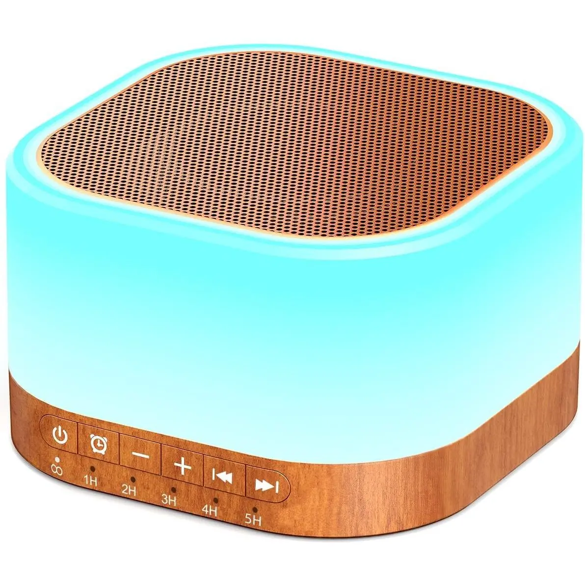 White Noise Sound Machine with 25 Soothing Sounds, 12 Colors Night Light, 10 Brightness Levels, 32 Volume Levels, 5 Timers, Portable Sleep Machine for Adults, Kids & Baby (Wood)(Gift)