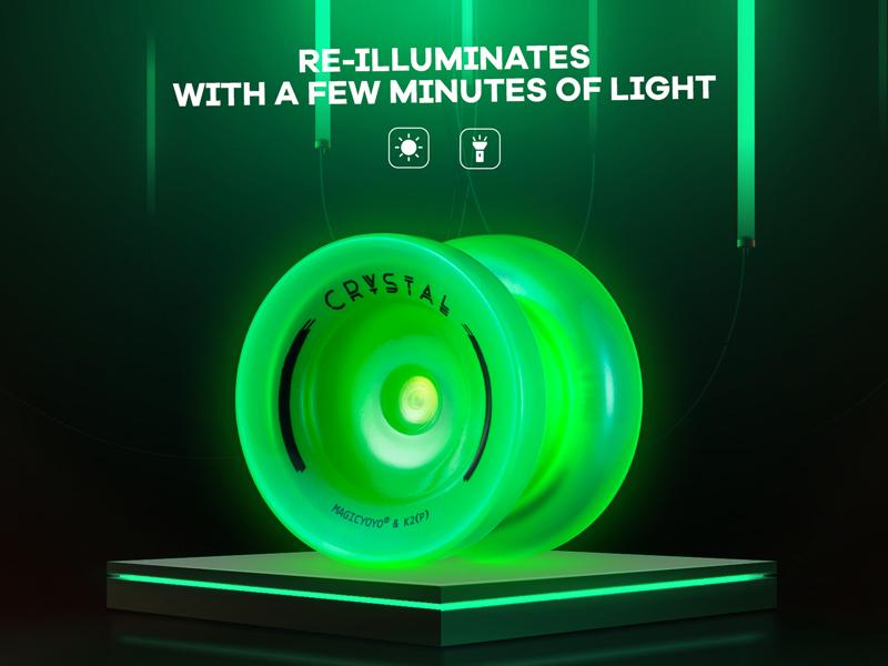 MAGICYOYO K2 Crystal - Professional Responsive Yoyo for Kids Beginners with Extra Unresponsive Yoyo Bearing, Pro Plastic Trick Yoyo for Adults+12 Yoyo Stings+Bearing Removal Tool+Storage Bag