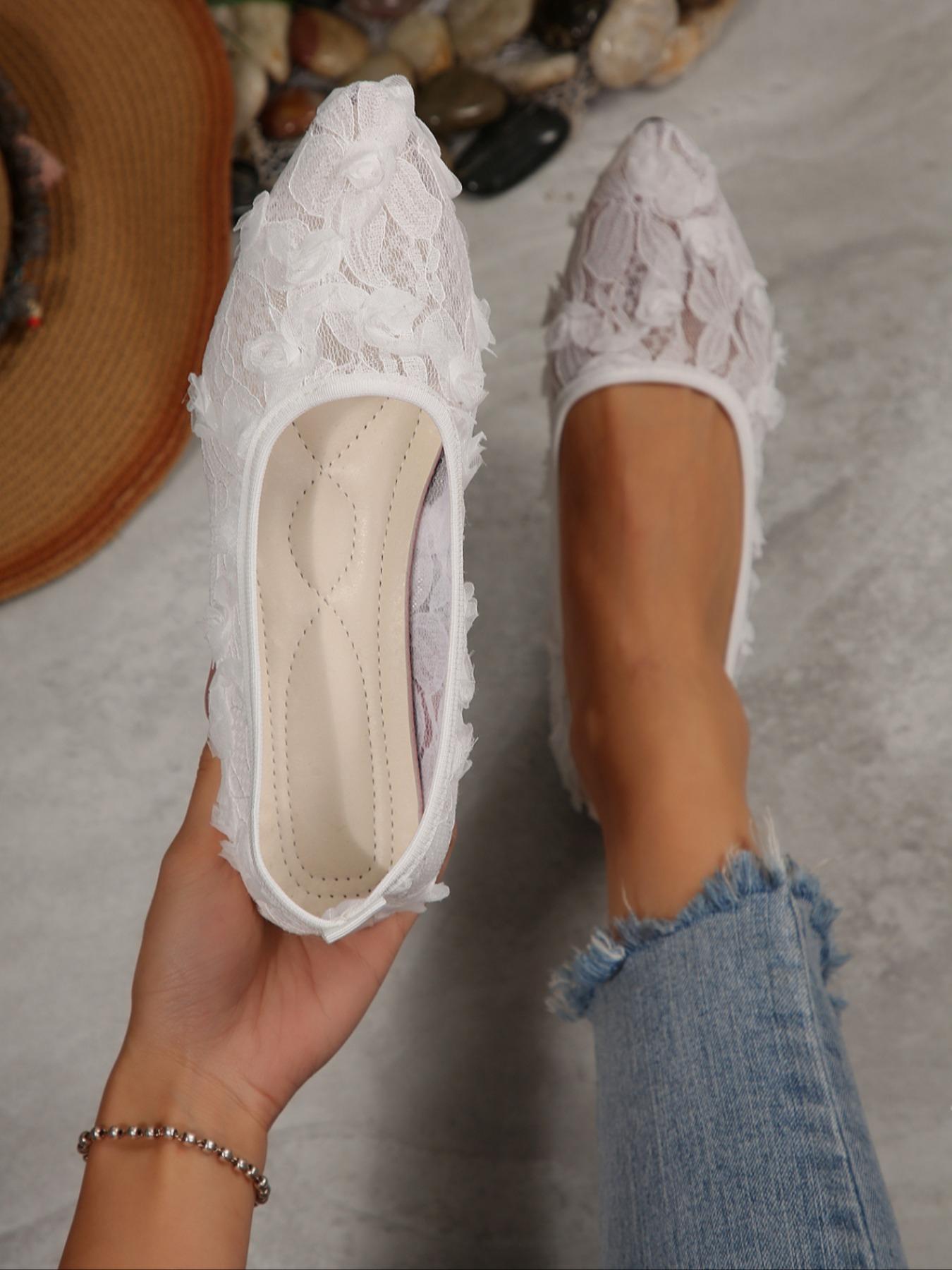Women's Summer Mesh Bow Flat Shoes, Breathable Hollow Out Slip-On Mary Jane Dance Shoes, Cute Textile Rubber Sole
