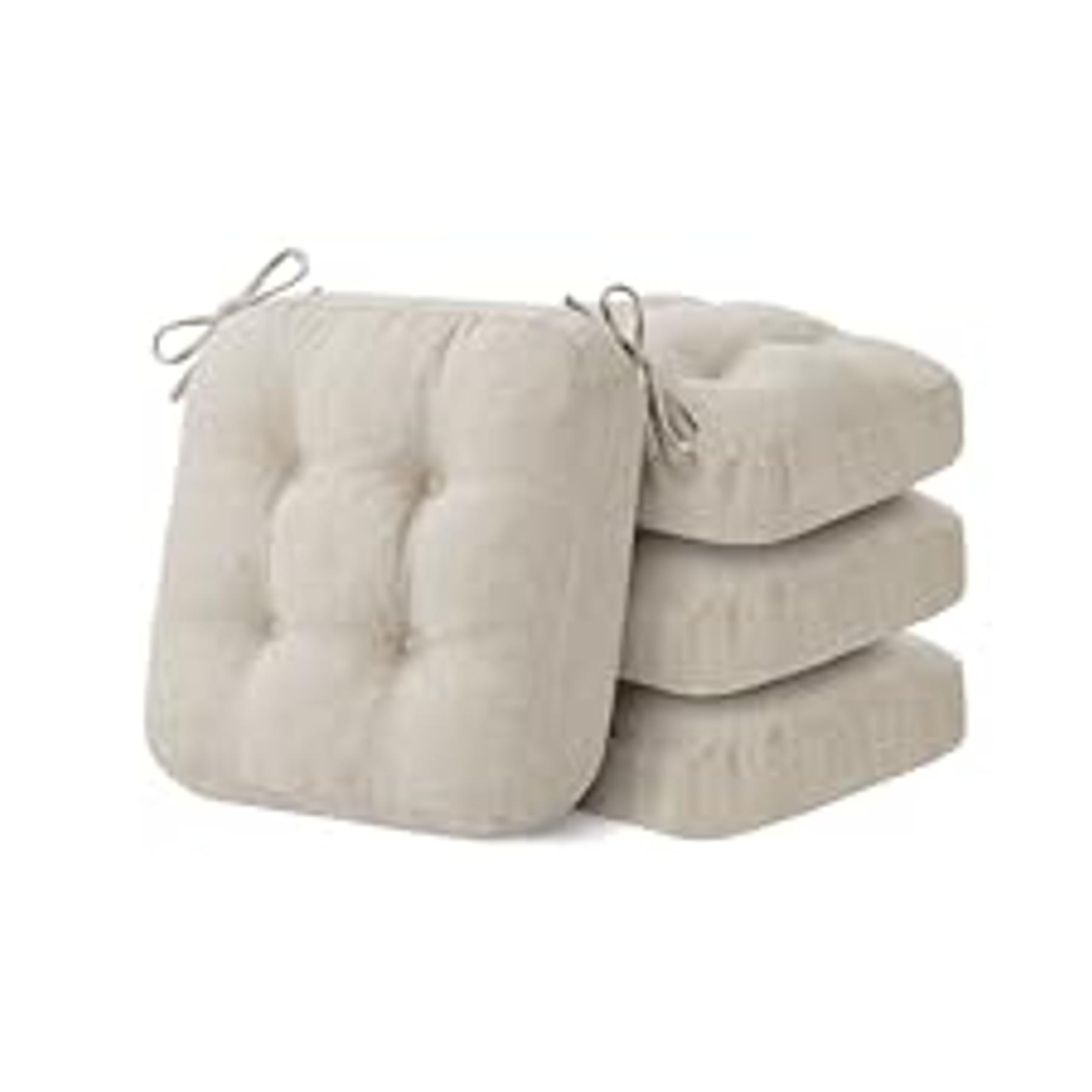 Chair Cushions, Memory Foam Dining Chair Cushions, Tufted Indoor Chair Pads, Set of 4, 16.5' x 16.5' x 3.5', Beige