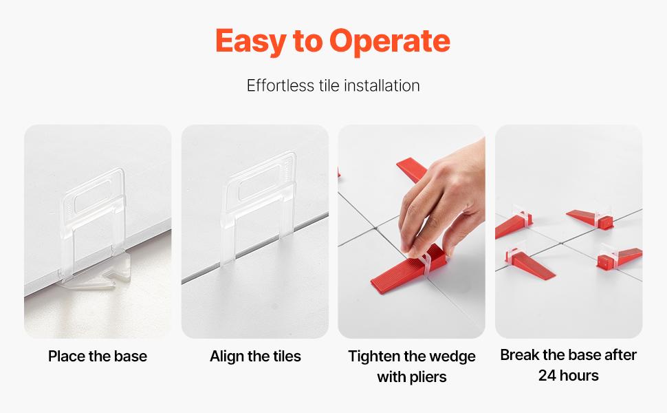 VEVOR Tile Leveling System Clips, 2200-Piece DIY Tile Leveler Spacers, 1/16(1.5 mm) Tile Leveler Clips, Tile Leveling System Tile Installation Tools for Professional Ceramic Tile, Stone Installation