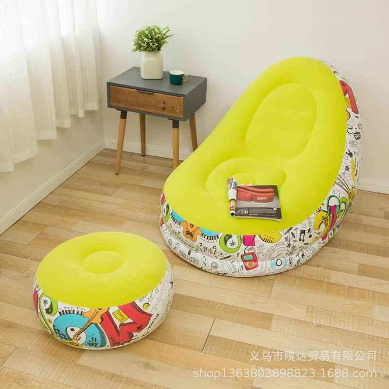 New inflatable lazy sofa, foldable recliner, outdoor sofa bed with footrest, combination flocking sofa wholesale