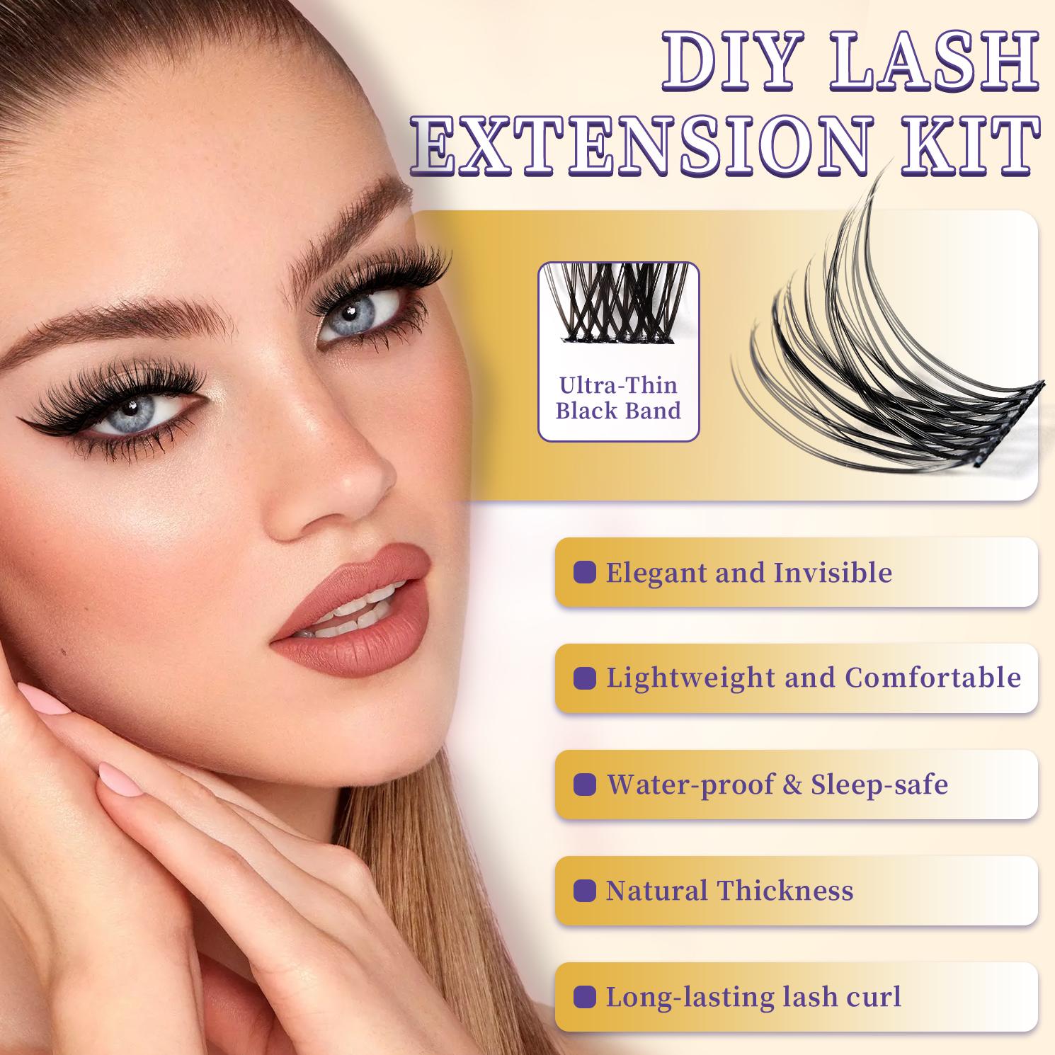 ANURAG  DIY Cluster Eyelash Extension Kit, Eyelash Bonding and Sealing, Eyelash Tweezers, Eyelash Remover at Home Makeup Eyelash Extensions Cat Mascara    springtok   fairy lash clusters，Christmas gifts, New Year gifts, Black Friday