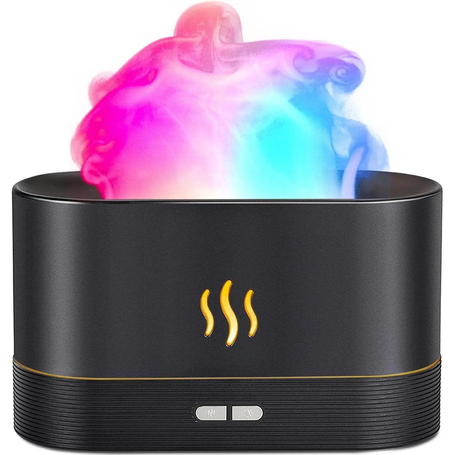 GMOX Essential Oil Diffuser,Humidifier with 7-Colors Flame Light,180ml Air Humidifiers for Bedroom, Home, Office, Gifts - Portable,Auto-Off Protection,4 Modes Mist(Black)