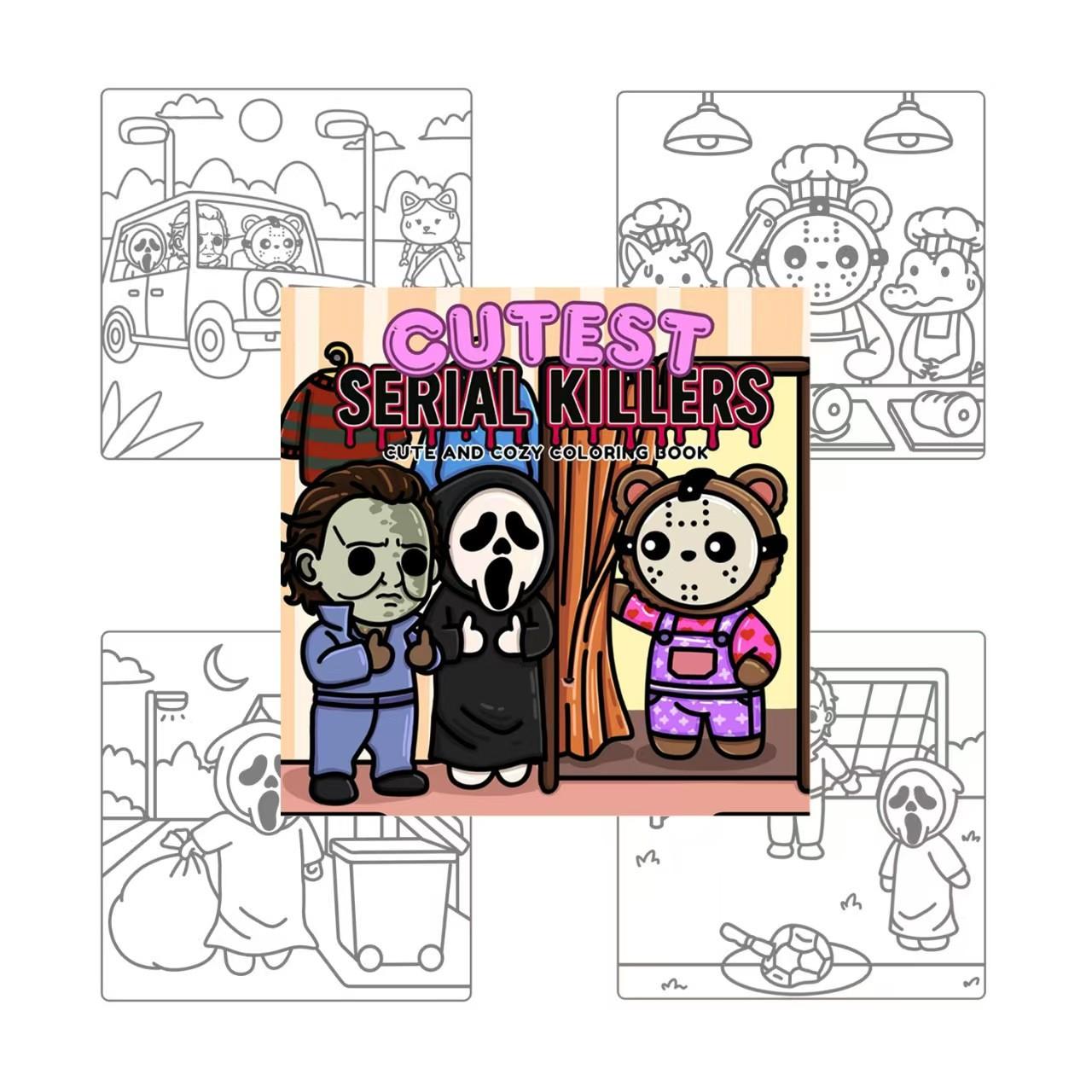 Cute Horror Character Coloring Book for Adults, Cozy Halloween Theme Stress Relief Activity, Perfect for Adult Relaxation and Fun