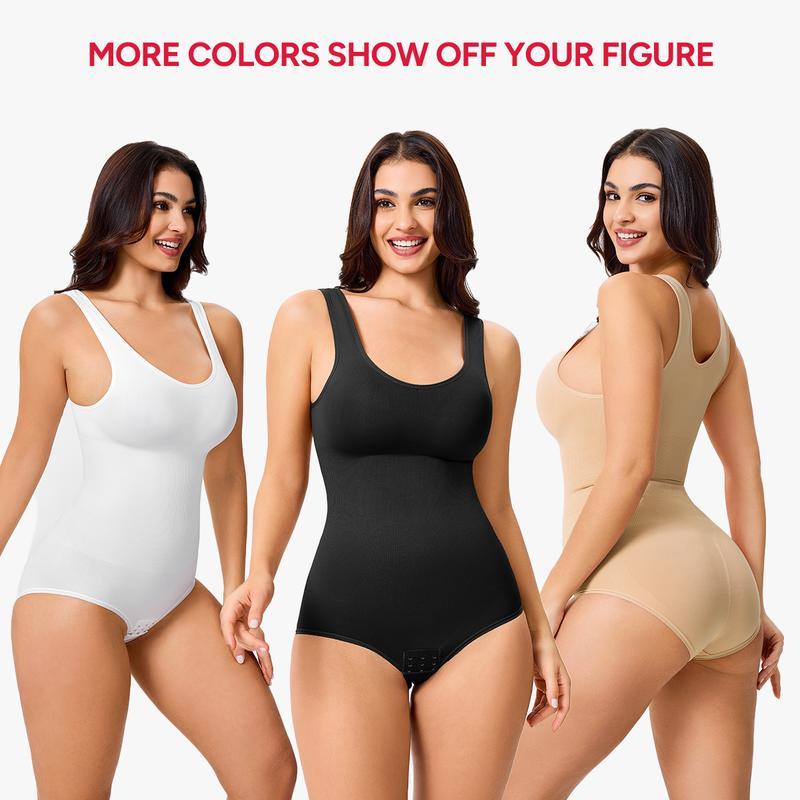 Nebility Women's Bodysuit Minimalist Seamless Shapewear, Basic Comfortable Womenswear for Daily Wear