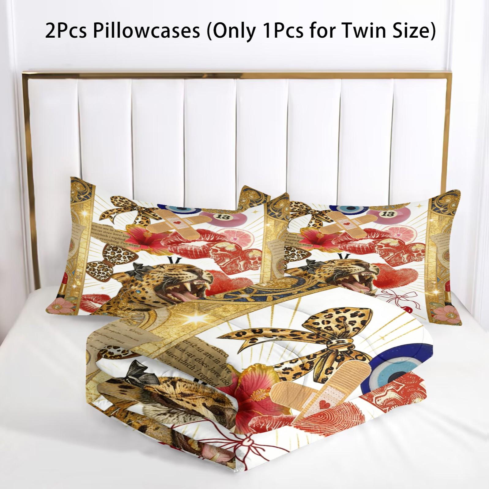2/3 Pcs Trendy Leopard Print Comforter Set, Fluffy Soft Breathable All Season Bedding, Luxury Modern Bedroom Decor, Perfect Gift for Leopard Print Enthusiasts, With Filling (Pillow Insert Not Included)