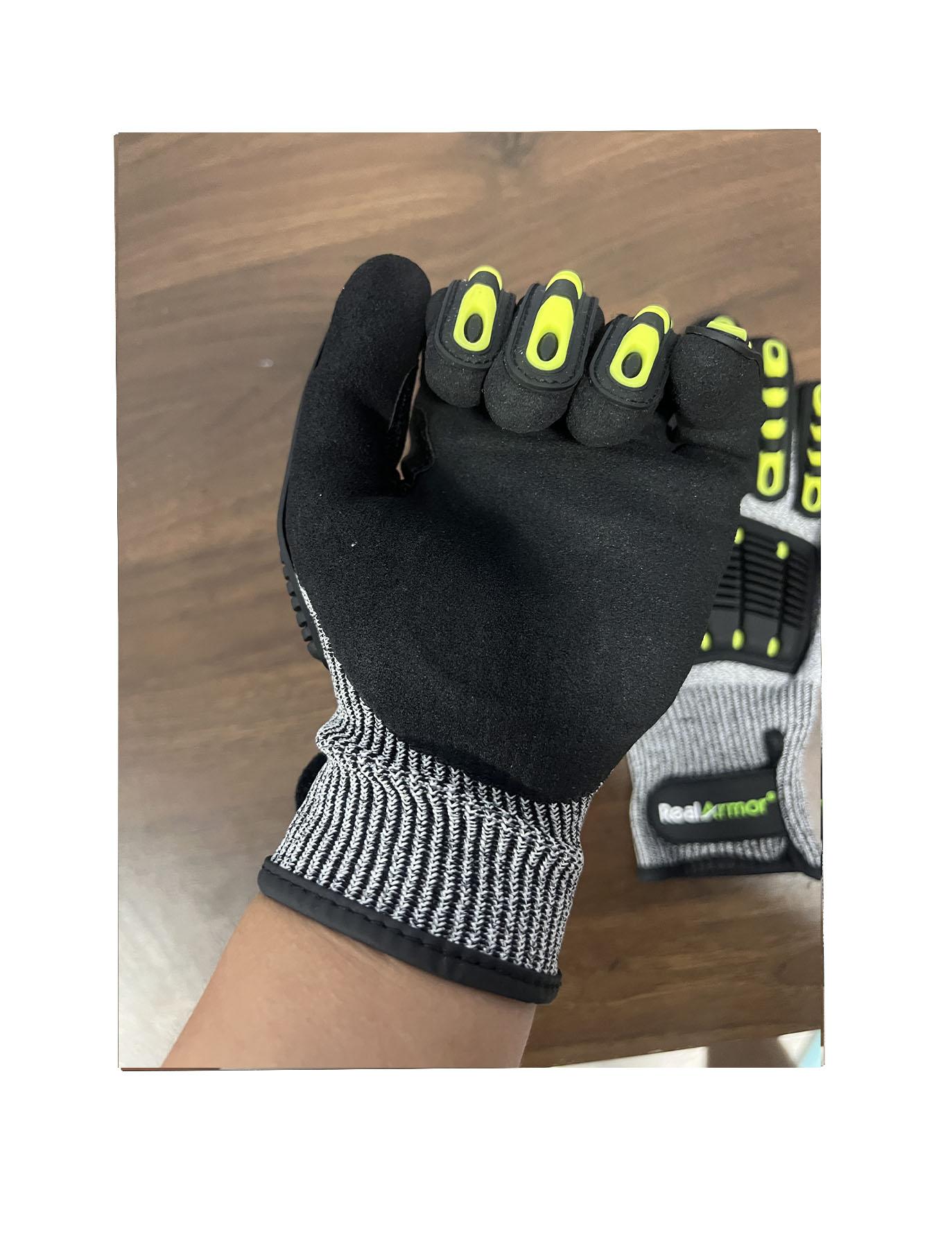 Men's Cut-Resistant Anti-Slip Safety Work Gloves With Grip, Glass Handling, Construction Safety, 5-Level Impact Resistance, Tpr Palm Protection