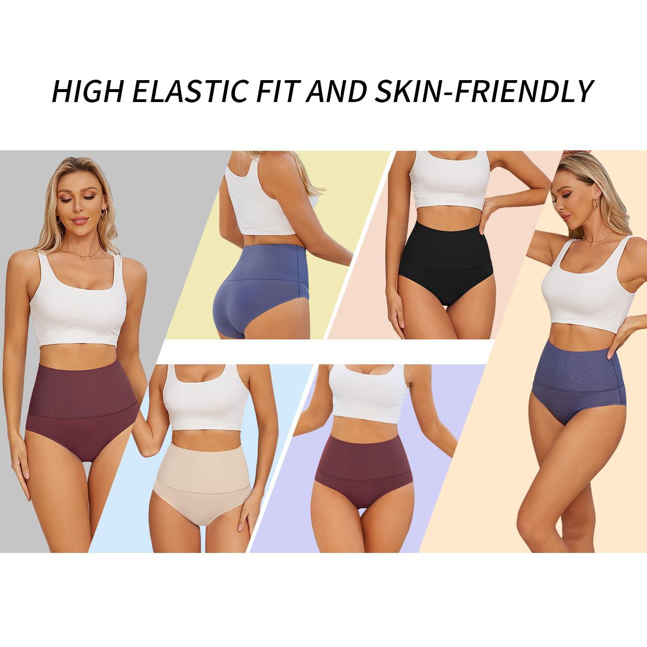 FINETOO Unite Store 4Pcs Seamless Womenswear High Waist Breathable Lingerie Briefs Basic Underpants Ladies Minimalist Stretch Smooth Panties FINETOO Unite Store 4Pcs Seamless Womenswear High Waist Breathable Lingerie Briefs Basic Underpants Ladies Minimalist Stretch Smooth Panties