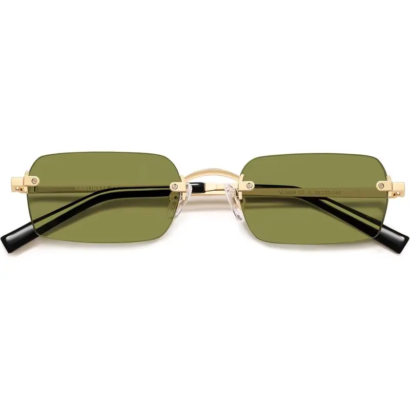Rimless Rectangle Y2K Sunglasses for Women Men 90s Trendy Tinted Sun Glasses Retro Fashion Frameless Shades