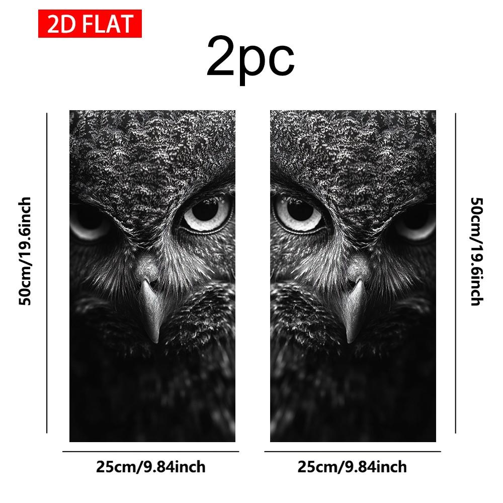 2 Sets Wild Monochrome Owl Car Pillar Stickers, Self-Adhesive PVC, Waterproof Scratch-Resistant, Car Exterior Decor Accessories