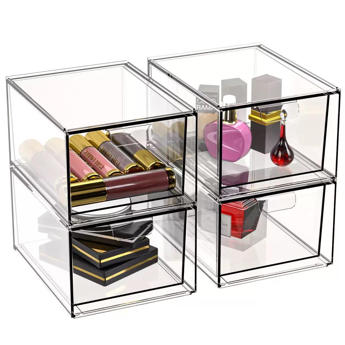 Cosmetic Storage Box Drawer Style Stackable Multi-Functional Organizer, Perfect Makeup Organizer for Home & Travel, Stylish & Practical Storage Solution