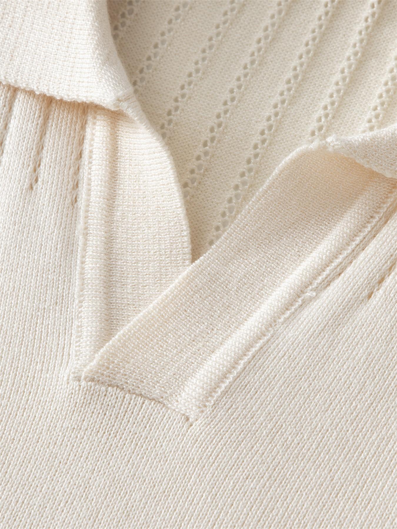 Men's Textured Knit Short Sleeve Polo Shirt, Light Breathable Fabric ...