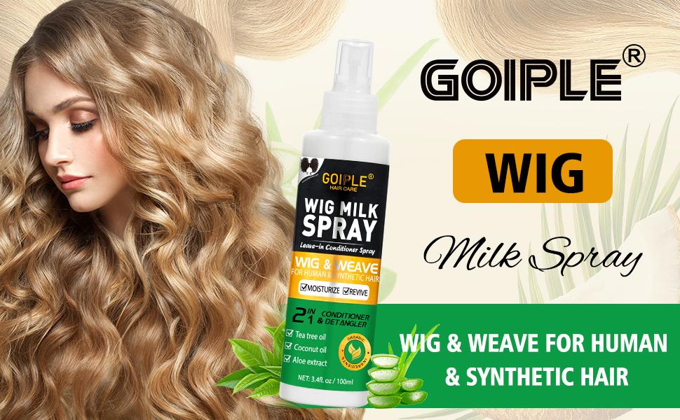 GOPILE Wig Milk Spray Leave-In Conditioner Spray for Synthetic Hair 3.4 fl oz - Moisturizer & Detangler, 2 in 1 Haircare Detangling Blend Hydrate
